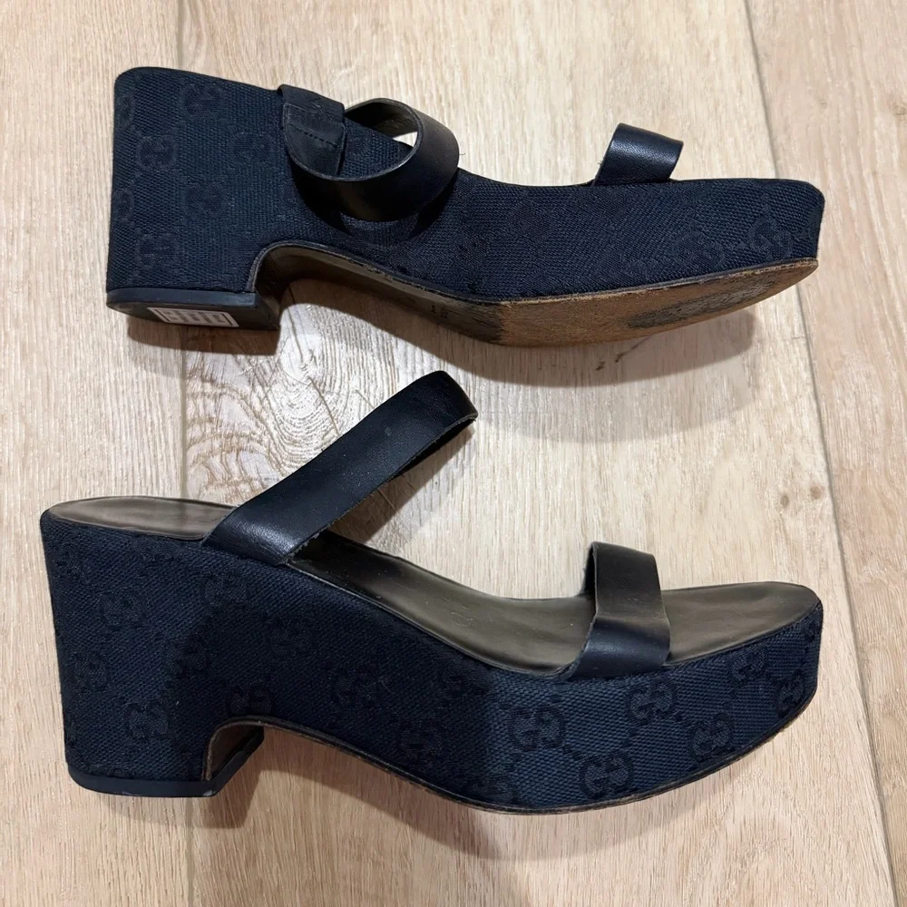 Gucci Black & Navy GG Sandals